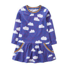 Princesa vestidos de natal para meninas, roupas de festa tutu de algodão com estampa de nuvem, novo design, vestidos infantis para meninas 2024 - compre barato