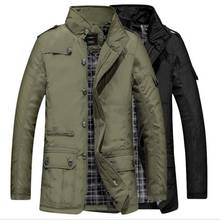 Men Trench Liner Outwear Warm Epaulettes Coat Men Winter Cotton Parkas MenHow Thick Warm Padded Multi-Pocket Coats 2024 - buy cheap
