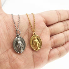 100% Stainless Steel Virgin Mary Medalla Charm Pendants & Necklaces Virgen Maria Cross Charm Pendant Wholesale 10pcs 2024 - buy cheap