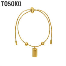 TOSOKO Stainless Steel Jewelry Pull Button Can Adjust The Size Of BRICs Steel Ball Bracelet Women's Fashion Bracelet BSE224 2024 - buy cheap