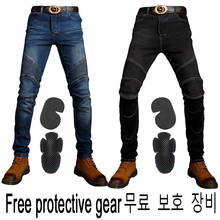 2022 Black motorcycle jeans Leisure Mens moto pants of locomotive riding motorcycle pants Biker Pants Denim Blue Trousers S- 5XL 2024 - buy cheap