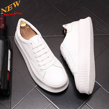 Zapatos informales de cuero blanco para Hombre, Zapatillas deportivas de Hip Hop, calzado plano 2024 - compra barato
