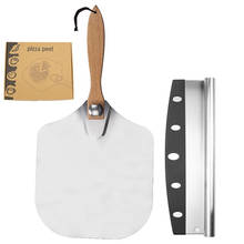 Aluminum Pizza Peel 14/12 Inch Foldable Wood Handle + Tilt Cutter Pizza Spatula for Baking Pizza Peel Paddle Shovel Kitchen Tool 2024 - buy cheap
