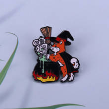 Pin esmaltado de zorro Witchy y caldero, regalo perfecto para magia y Halloween, amigo encantada 2024 - compra barato