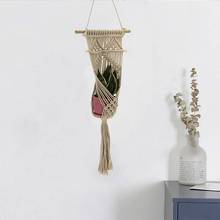 1x Macrame Wall Hanging Decoration Plant-Pot Net Basket Hanger Handmade Woven Pure Cotton Rope Beads Boho Tapestry Hanging Decor 2024 - buy cheap