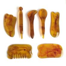 7pcs/set Natural Resin Amber Massage Scraping for Face Neck Gua Sha Scraper Massager Therapy Acupoint Acupressure 2024 - buy cheap