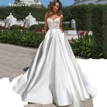 Smileven Satin Wedding dress A Line  Boho Lace Wedding Gown With Pockets Vestido De Noiva Bride Dresses 2024 - buy cheap