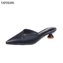 Summer 2020 New Leather Lady Slippers Slip On 3 CM Kitten Low Heel Mueller Shoes Women Pumps Slides Sandals 2024 - buy cheap