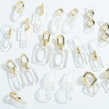 Dvacaman 2021 New Trendy Transparent Clear Resin Acrylic Square Drop Earrings Geometric Hollow Dangle Earrings for Women Jewelry 2024 - buy cheap