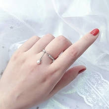 1 шт. Модные женские кольца с жемчугом, подвеска с кисточкой, открытые костяшки, серебряное кольцо, простое свадебное украшение для вечеринки 2024 - купить недорого