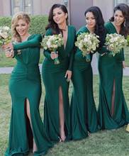 Elegant Long Sleeves Bridesmaid Dresses Split Design Mermaid Floor Length Maid Of Honor Dress Long Prom Gown for Wedding Party 2024 - buy cheap