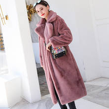 Winter Women High Quality Faux Rabbit Fur Coat Luxury Long Fur Coat Loose Lapel OverCoat Thick Warm Plus Size Female Plush Coats 2024 - buy cheap