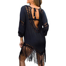 2020 New Summer Women Beach Cover Up Floral Lace Cotton Hollow Crochet Swimsuit Cover-Ups Bathing Suit Fashion Tassel Beachwear 2024 - buy cheap