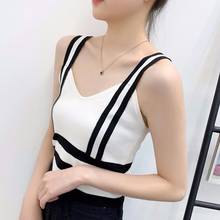 Women Corset Tops Contrast Color Striped Knitted Camisole Sleeveless Top for Women Tank Camis Crop Top For Women 2024 - buy cheap