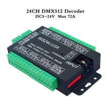 24CH Easy dmx512 DMX декодер, светодиодный регулятор яркости, DC5V-24V, каждый CH Max 3A,8 групп RGB контроллер, железный чехол 2024 - купить недорого