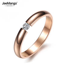 Jeemango único cz anel de cristal para mulher rosa ouro/branco/preto cor aço inoxidável festa noivado anel jóias jr19101 2024 - compre barato