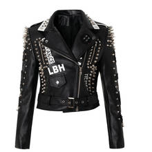 Women Rivet Punk Rock Rivet Leather Jackets With Eagle Printing Biker Jackets For Women Motorcycle Clothing 2024 - buy cheap