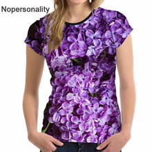 Nopersonality Pretty Women T-shirt Purple Floral Style Summer Tops Tees Funny 3D Femme Short Sleeve T Shirt Fashion Tshirts XXL 2024 - buy cheap