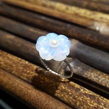 Lii Ji-Anillo de Plata de Ley 925 auténtica para mujer, amatista, rosa, cristal azul, flor de cristal de ópalo, Perla de agua dulce, regalo para Amiga 2024 - compra barato