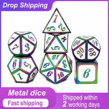 Metal Dice Set D4 D6 D8 D10 D12 D20 Drawstring Pouch for DnD RPG Board Games Colorful White Fast Shipping within 2 Working Days 2024 - buy cheap