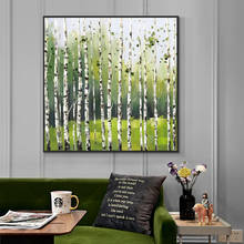 Cuadro de árboles abstractos con hojas verdes sobre lienzo, pintura al óleo pintada a mano, arte de pared, póster, arte para decoración moderna del hogar, 100% 2024 - compra barato