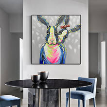 Hand Painted Modern Oil Painting On Canvas Animal Cartoon Poster Wall Art Painting For Living Room Kids Room Decoration Picture 2024 - buy cheap