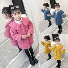 Casaco suéter feminino com gola de pele, jaqueta moderna para crianças de 3-13y p190 outono inverno 2024 - compre barato