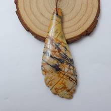 Colgante de collar de jaspe Picasso multicolor, hojas talladas de piedra Natural de moda, 68x24x5mm, 10,5g 2024 - compra barato
