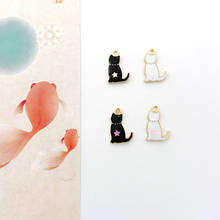 Dijes de esmalte en forma de gota de aceite de gato y corazón, para joyería, pendientes, pulseras, fabricación de joyas DIY, Base dorada 16x11mm 2024 - compra barato