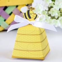 (100pcs/lot) Cute Baby birthday gift box of "Sweet as Can Bee" Beehive Baby Favor Box For Wedding and Party Decoration Candy box 2024 - buy cheap