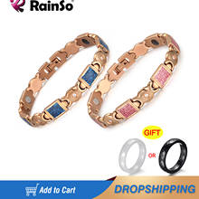 RainSo New Arrival Women's Bracelet Magnetic Negative ions Stainless Steel Bracelets Rose Gold Rhinestones Femme Gifts 2024 - buy cheap