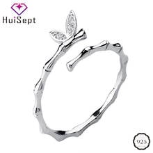 HuiSept-anillos de plata 925 para mujer, joyería con piedras preciosas de circonita AAA, anillo abierto con forma de hoja de estilo coreano para bodas, venta al por mayor 2024 - compra barato