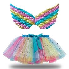 Falda de tutú de encaje de tul para niña, minifalda de Ballet para fiesta, baile, ropa para niña, trajes con alas 2024 - compra barato