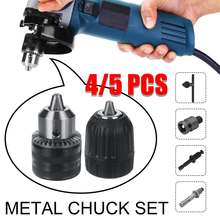 5PCS Drill Chuck & Drill Chuck Adapter Convert Impact Wrench Into Electric Drill - 1/2"-20UNF & 3/8"-24UNF Thread 3 Jaw Chuck 2024 - купить недорого
