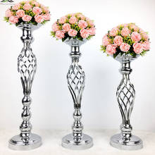 Candelabros com suporte de flores douradas/prata, candelabros para casamento m002 2024 - compre barato
