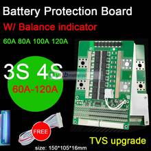 4S 3S 60A 80A 100A 120A 12V Lifepo4 Li-ion Lipo 18650 Lithium Battery Protection Board BMS High current Discharge W balance LED 2024 - buy cheap