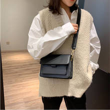 Trend solid color bag women 2019 new Korean fashion simple wide shoulder strap shoulder bag 2024 - compre barato