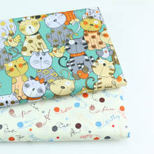 Cartoon Cat 100% Cotton Baby&child Green Beige Fabric,DIY Bedding Textile Fabric,Sewing Quilting Fat Quarters Material 2024 - buy cheap