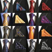 Fashion 8cm Silk Formal Handkerchief Tie Set Bule Black Paisley Striped Pocket Square Necktie for Men Business Wedding Nect Ties 2024 - buy cheap