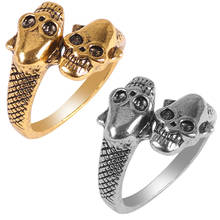 Anillo de acero inoxidable con diseño de calavera para hombre, sortija ajustable, estilo Punk, personalizado, novedad de 2020 2024 - compra barato