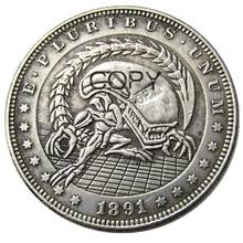 US Hobo 1891 Morgan Dollar Skull Zombie Skeleton Silver Plated Copy Coins 2024 - buy cheap