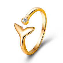 Anel de cauda de sereia aberto, anel de cristal feminino simples, presente de dia dos namorados 2024 - compre barato