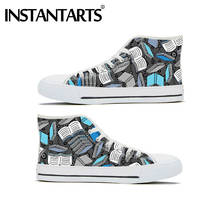 INSTANTARTS Study Time Book Pattern Brand Designer Vulcanized Canvas Women Shoes Comfort Lace-up Ladies Classic High Top Sneaker 2024 - buy cheap