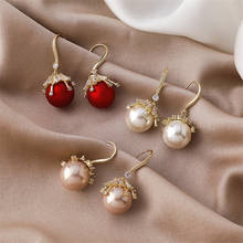 2021 New Korean Simulated Pearl Zircon Flower Dangle Earrings For Women Fashion Jewelry Party Oorbellen Brincos 2024 - buy cheap