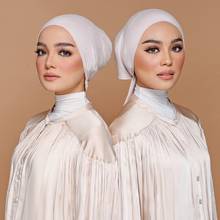 Gorros de Hijab de cobertura completa para Mujer, Turbante elástico islámico musulmán, bajo bufanda, sólido 2024 - compra barato