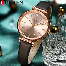 CURREN-reloj deportivo sencillo para mujer, pulsera de cuero genuino, resistente al agua, de marca superior de lujo, 9081 2024 - compra barato