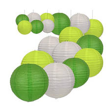 Conjunto de lanterna de papel japonesa verde, decoração de guirlanda suspensa, 18 peças, ideal para natal, casamento, arco, lembranças para festa 2024 - compre barato