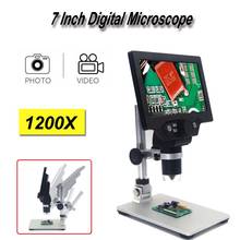 Microscopio digital electrónico para soldar, lupa de reparación de teléfono, soporte de metal, 1200X, 7 pulgadas, HD, LCD 2024 - compra barato