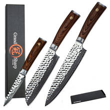 GRANDSHARP Kitchen Knife Set 3 Pcs Chef Santoku Paring Kitchen Knives vg10 Damascus Japanese Knife Professional Best Chef Knives 2024 - buy cheap