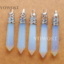 Wholesale 5pcs Opal Stone Reiki Healing Pendulum Hexagonal Pointed Reiki Natural Stone Pillar Charm Pendants for Necklace IN3006 2024 - buy cheap